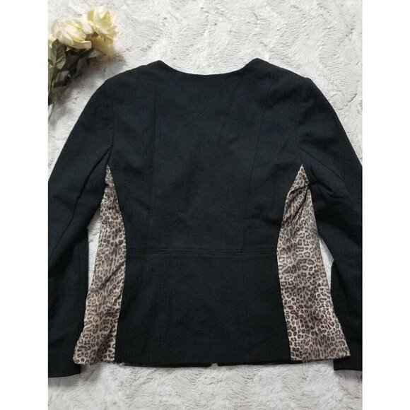 ✨️CL Chico's Cheetah Print Faux Black Leather Full Zip Jacket Size Chico's 0 - Picture 7 of 9
